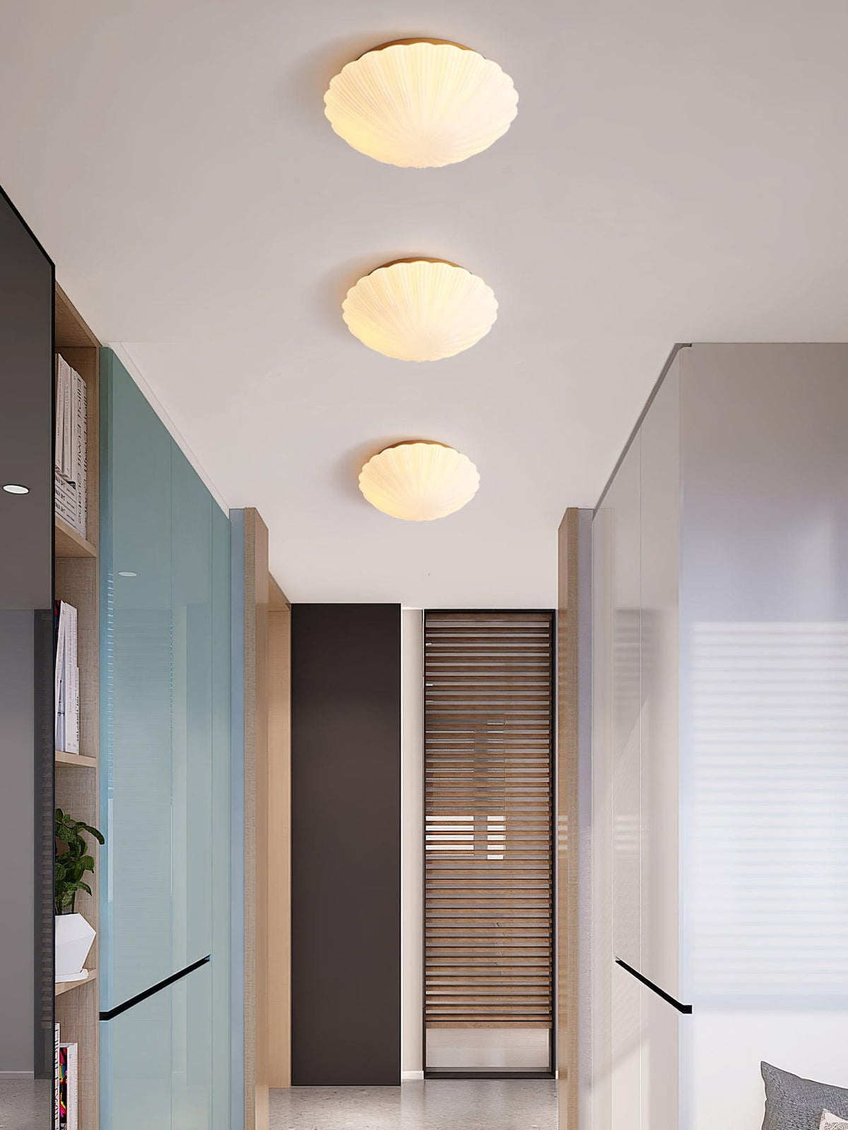 Elo plafondlamp met schelpvorm en ribbels, elegant