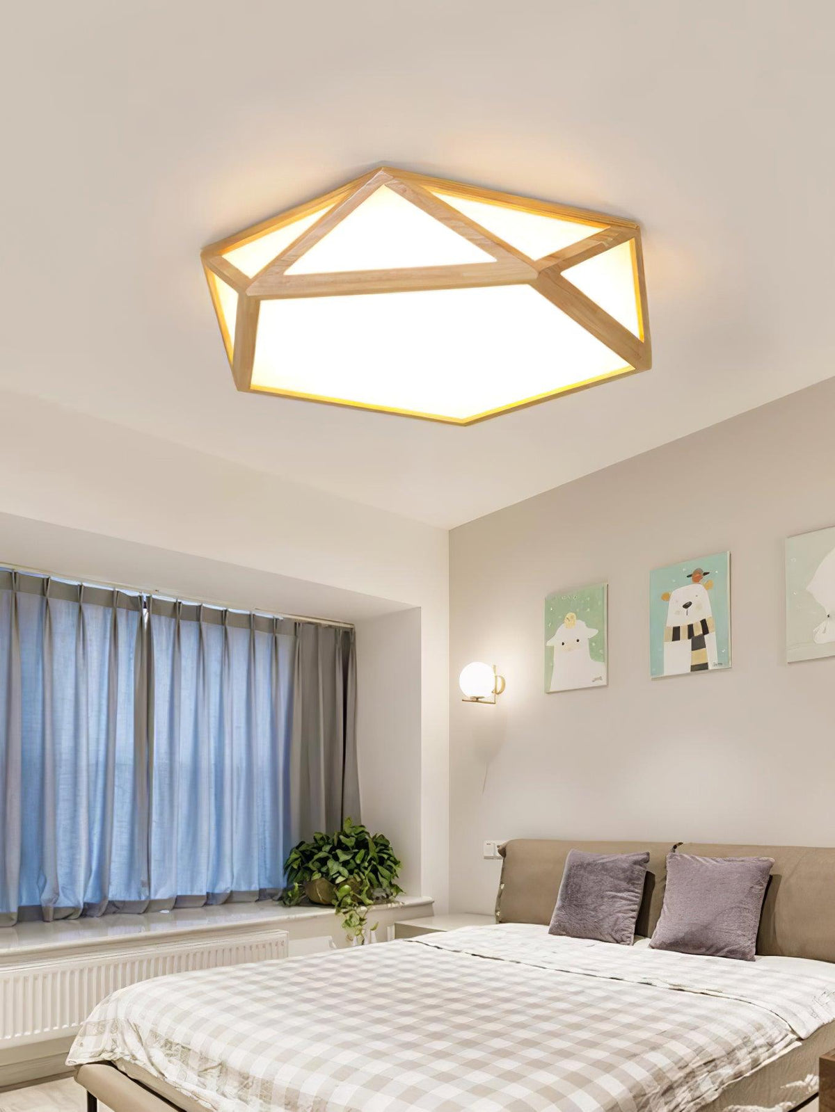 Syleneria plafondlamp houten diamant geometrisch modern