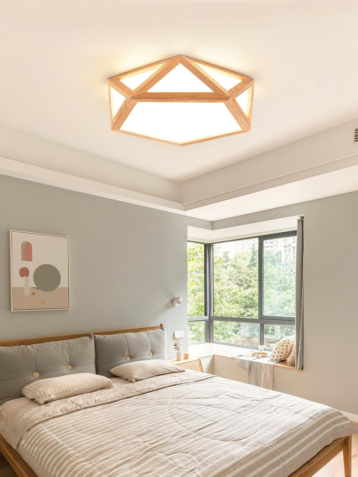 Syleneria plafondlamp houten diamant geometrisch modern