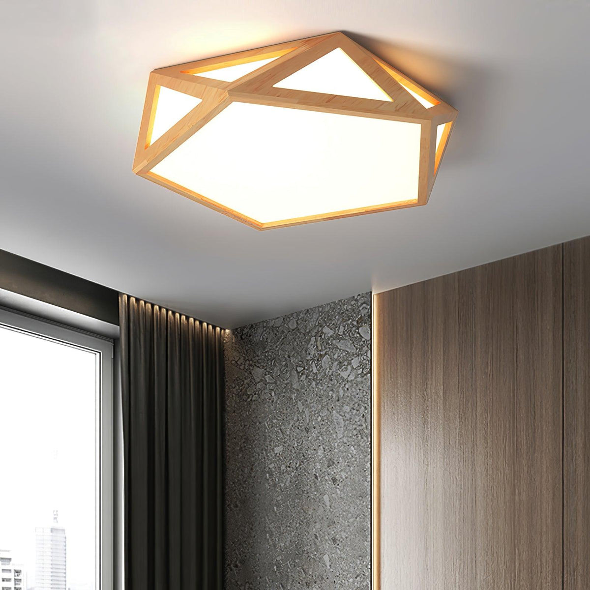 Syleneria plafondlamp houten diamant geometrisch modern