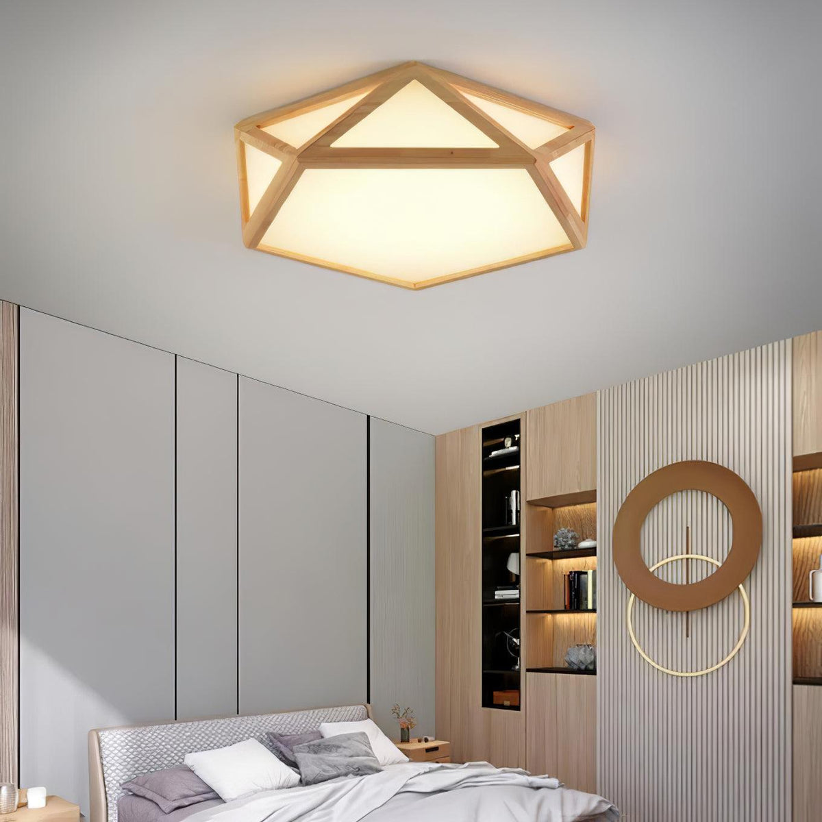 Syleneria plafondlamp houten diamant geometrisch modern