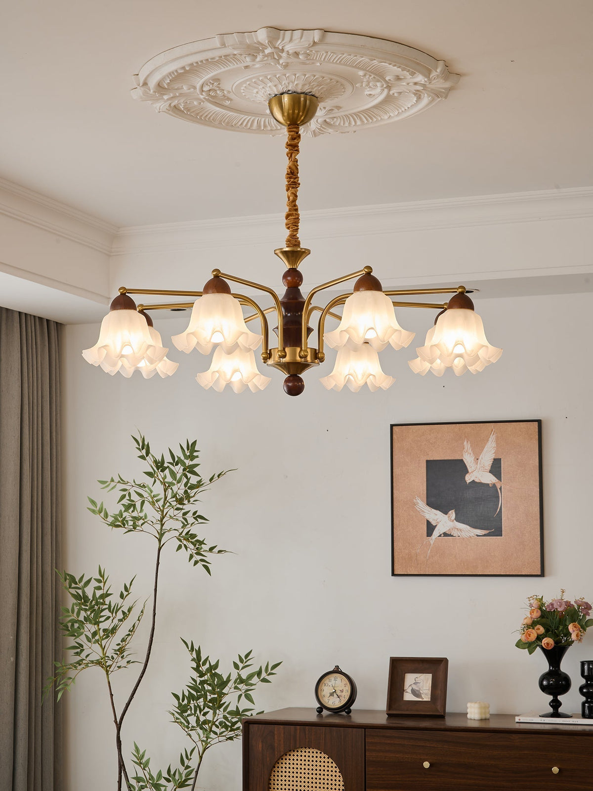 Lylaeen elegantie Vintage glas Hout Kroonluchter