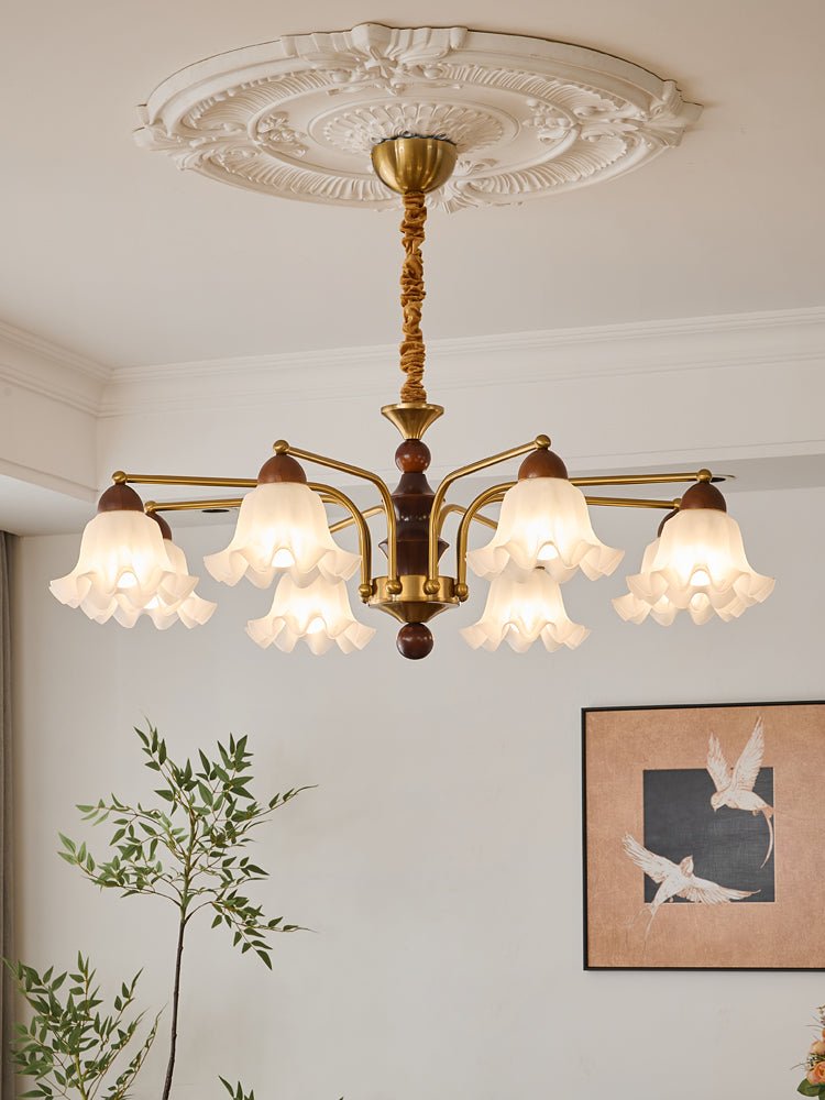 Lylaeen elegantie Vintage glas Hout Kroonluchter