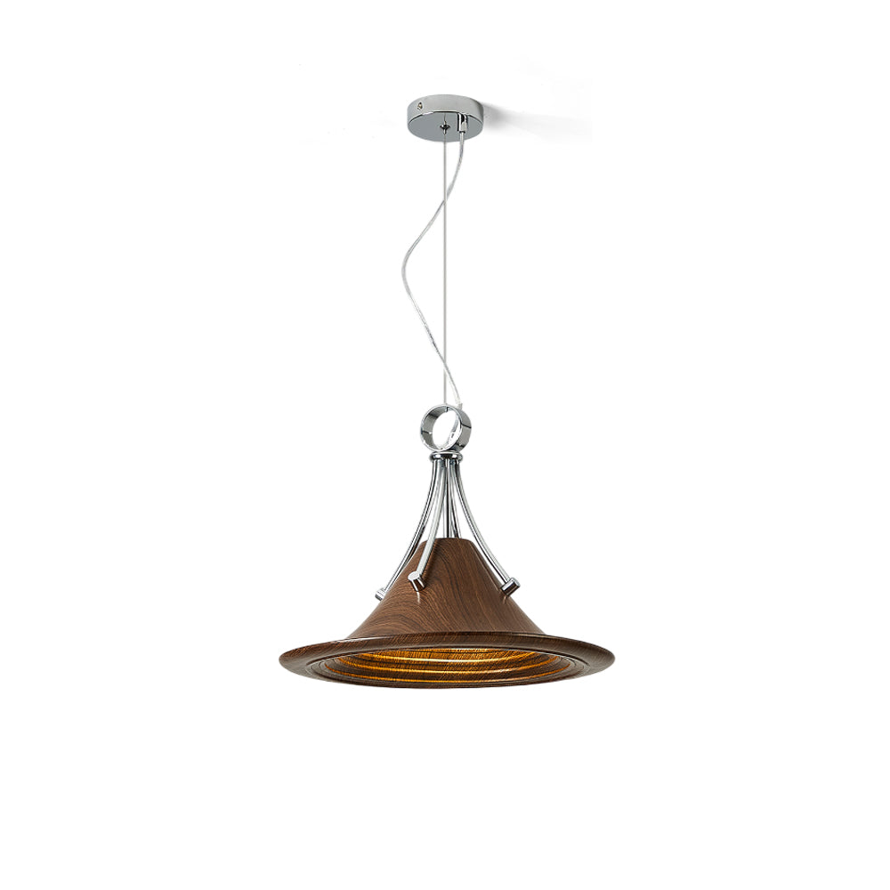 Viraorenne hanglamp van walnootkleur met chrome-afwerking