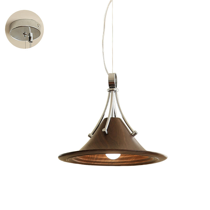 Viraorenne hanglamp van walnootkleur met chrome-afwerking