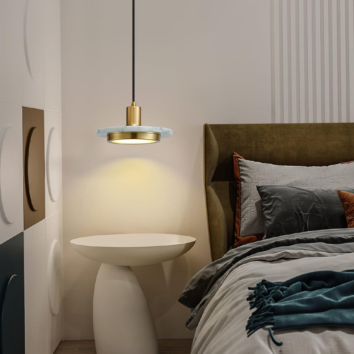 Bram hanglamp marmer dubbele cirkel modern