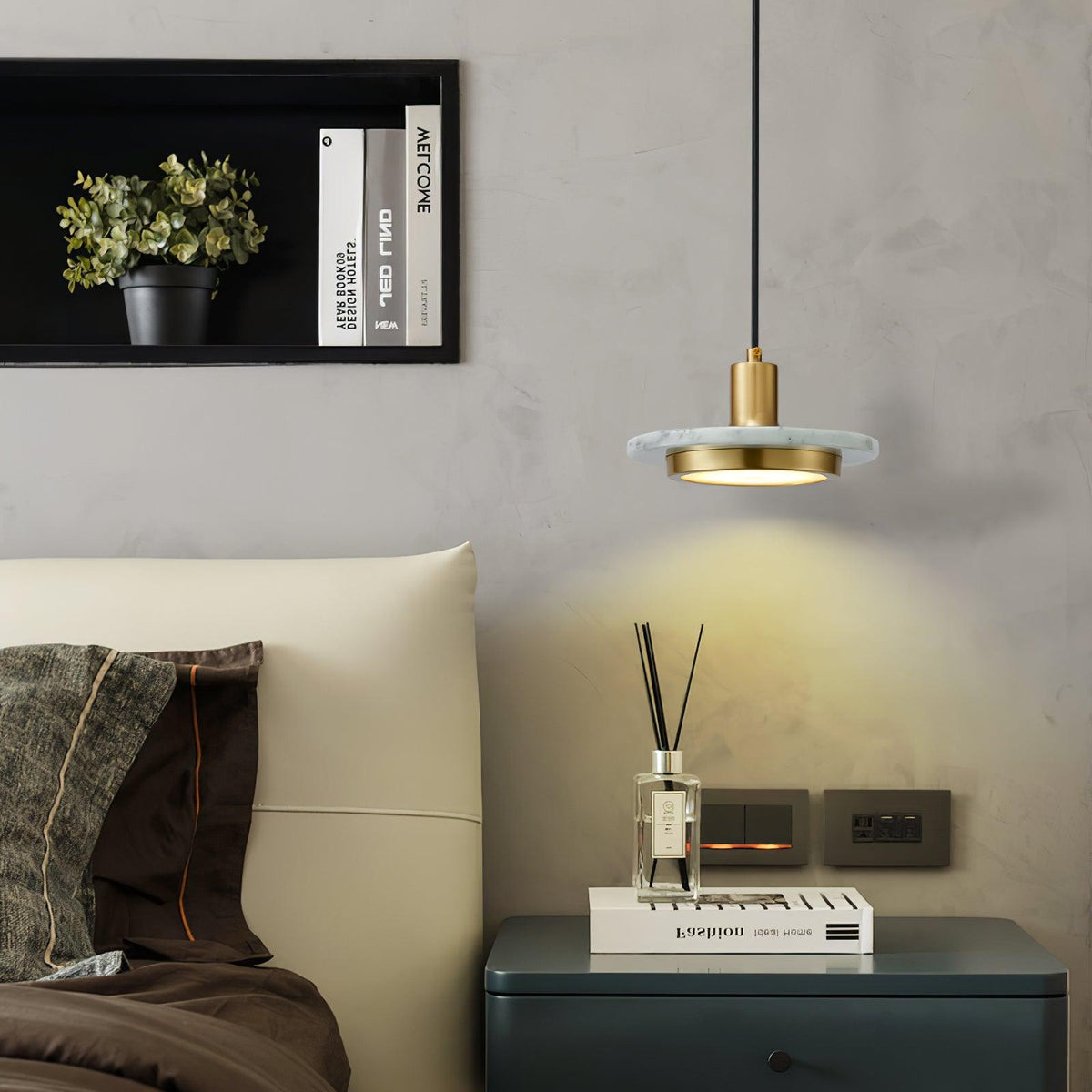Bram hanglamp marmer dubbele cirkel modern