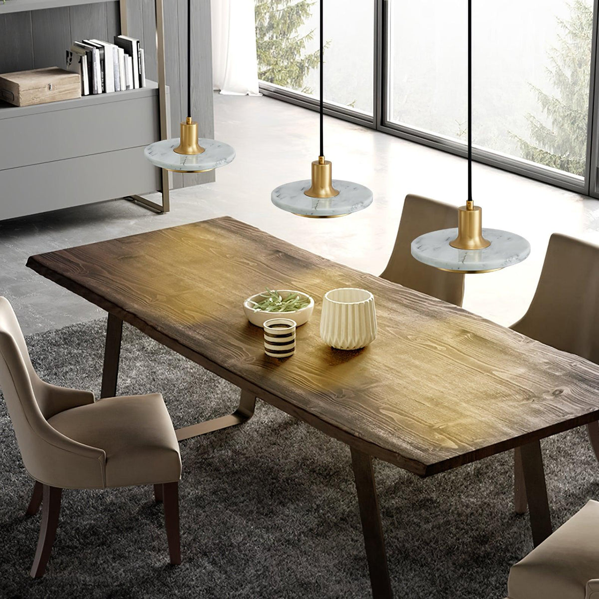 Bram hanglamp marmer dubbele cirkel modern