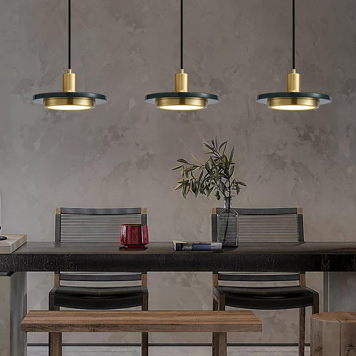 Bram hanglamp marmer dubbele cirkel modern