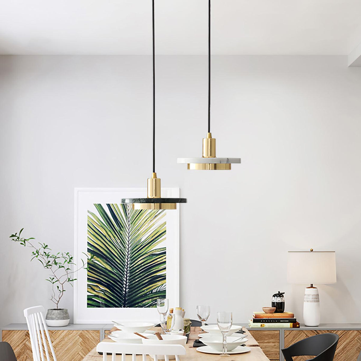 Bram hanglamp marmer dubbele cirkel modern