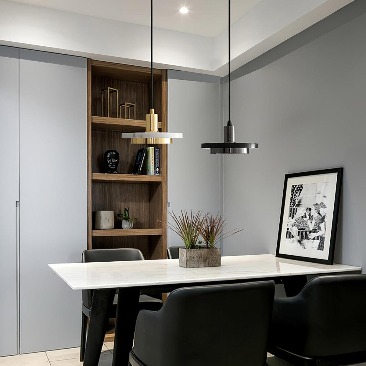 Bram hanglamp marmer dubbele cirkel modern