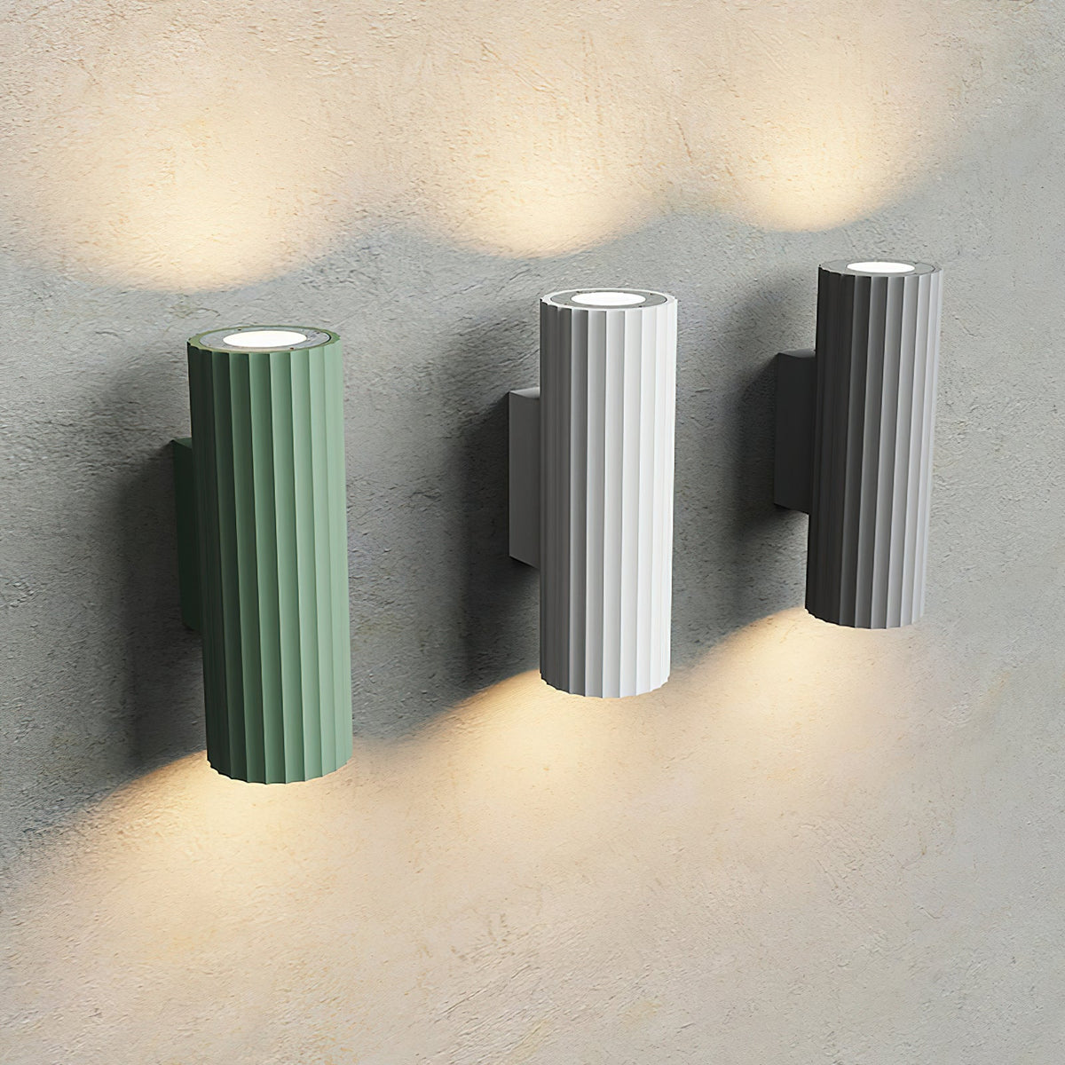 Calenaria wandlamp groen aluminium verticaal geribd minimalistisch slaapkamer gang