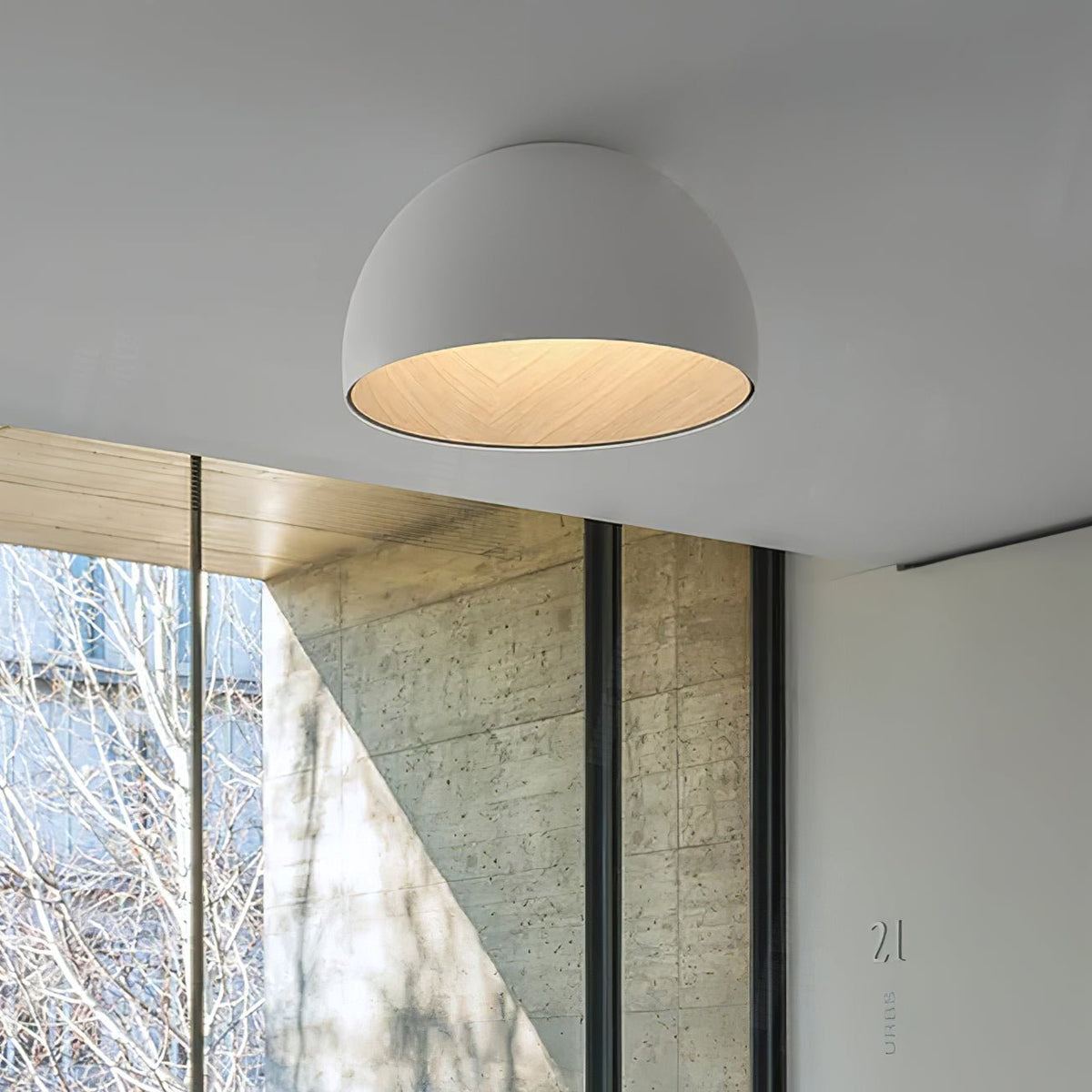 Coda plafondlamp Koepel Hout Minimalistisch