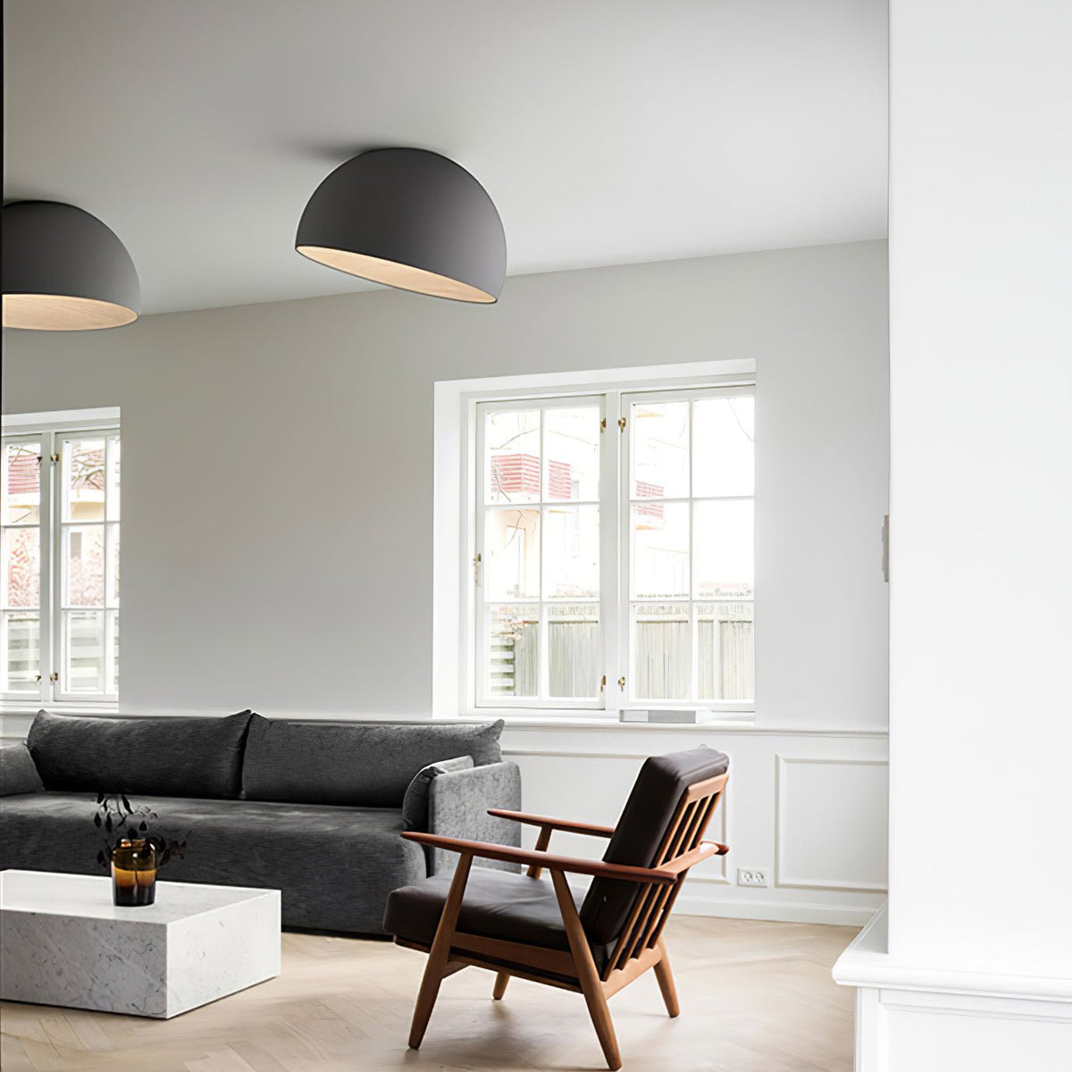 Coda plafondlamp Koepel Hout Minimalistisch