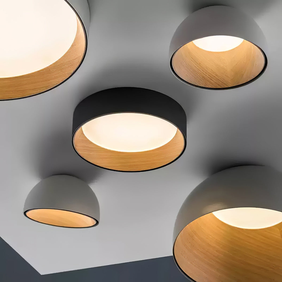 Coda plafondlamp Koepel Hout Minimalistisch