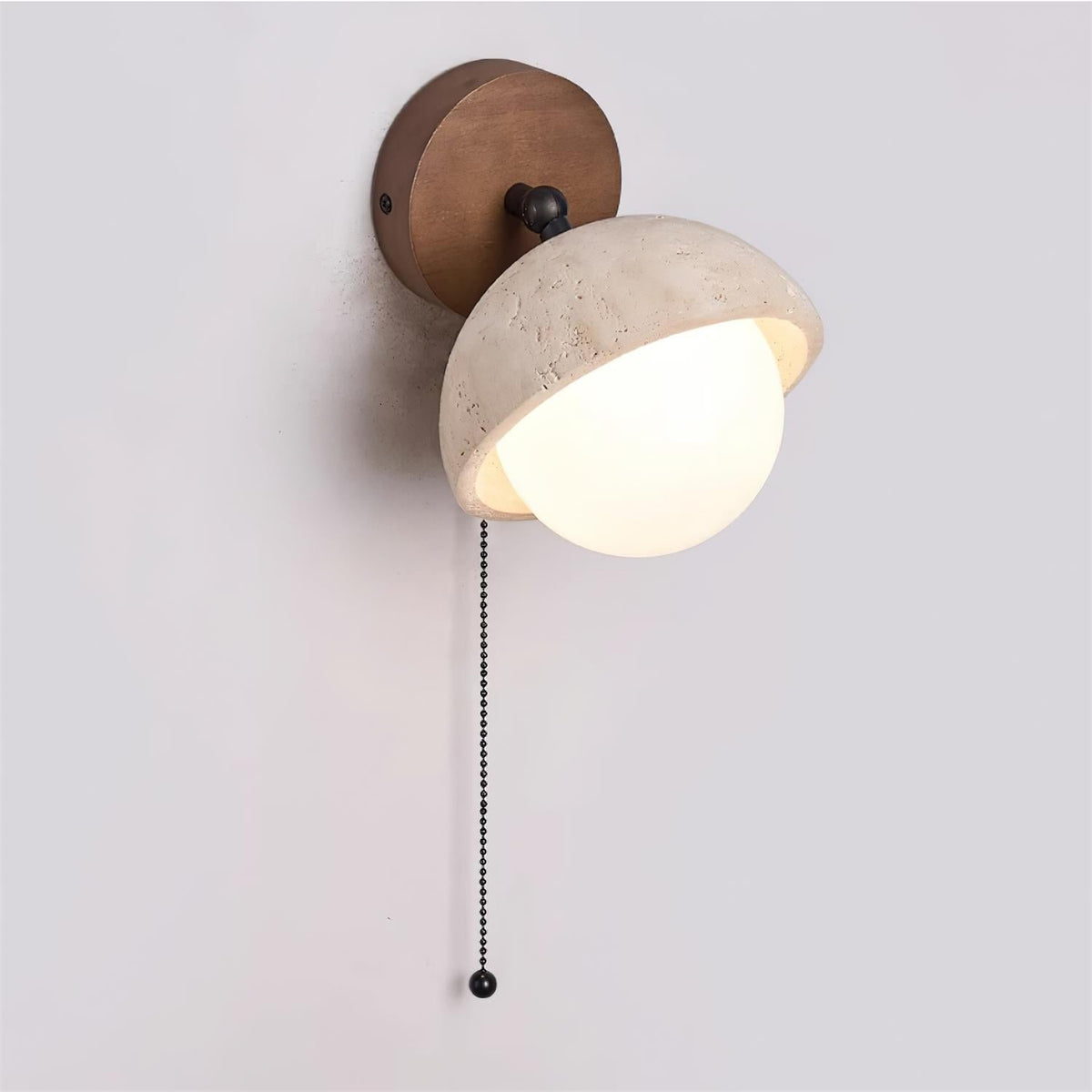 Eala wandlamp met travertin en walnoothout minimalistisch modern