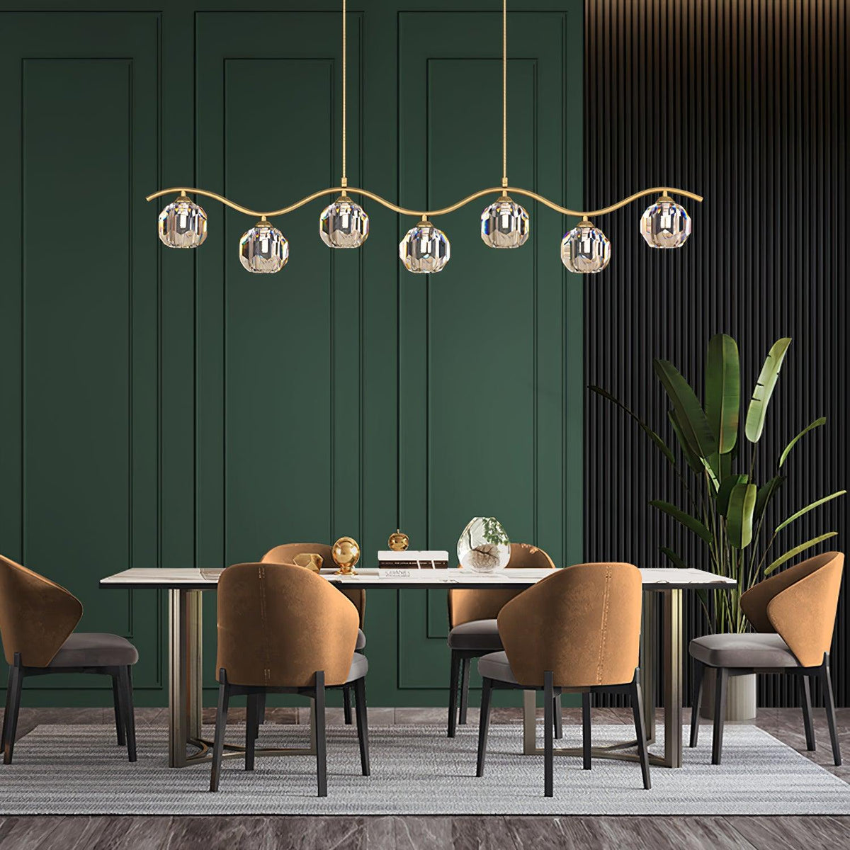 Luxenora Kroonluchter koper en Kristal Geometrisch
