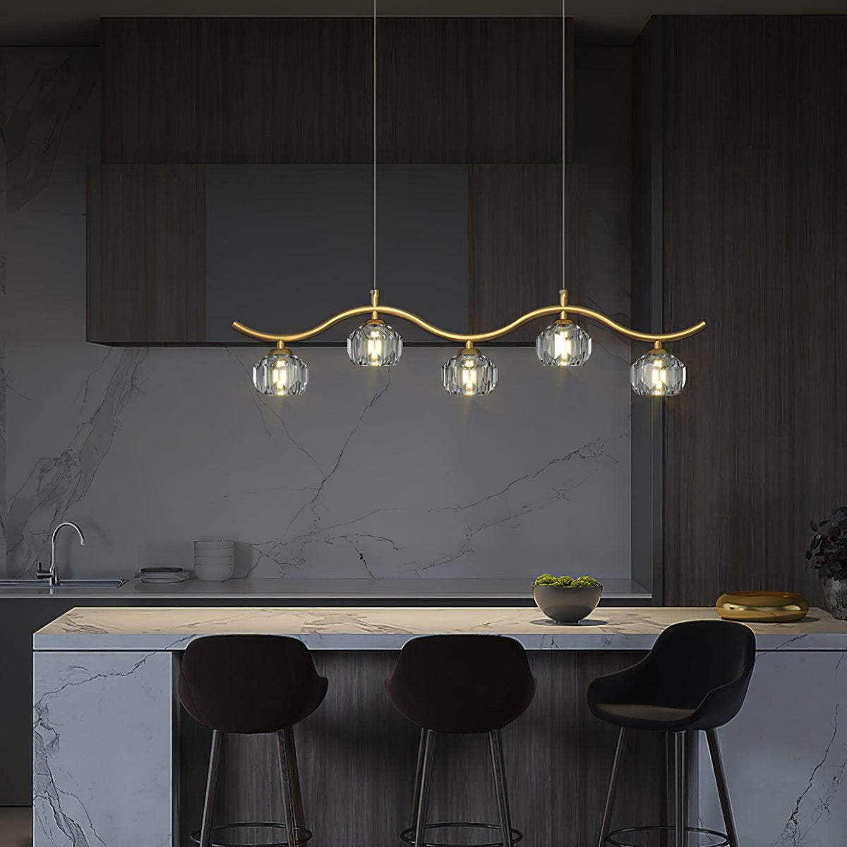 Luxenora Kroonluchter koper en Kristal Geometrisch