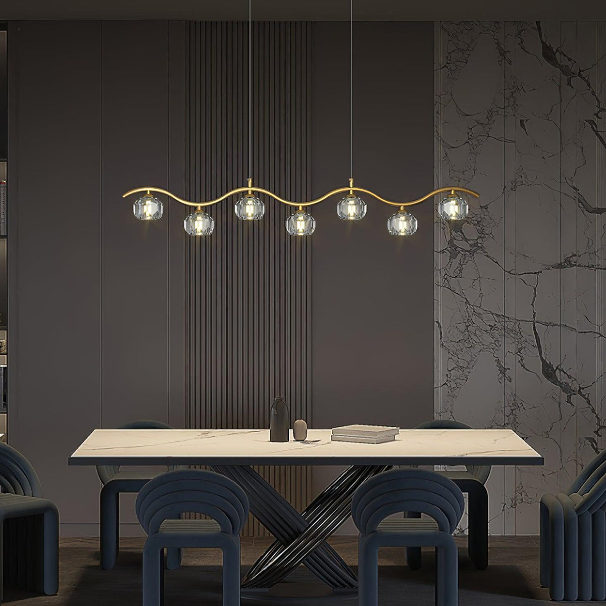 Luxenora Kroonluchter koper en Kristal Geometrisch