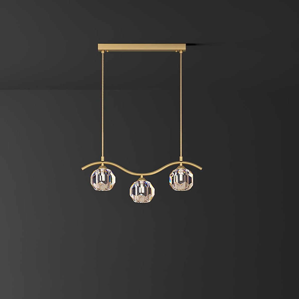 Luxenora Kroonluchter koper en Kristal Geometrisch