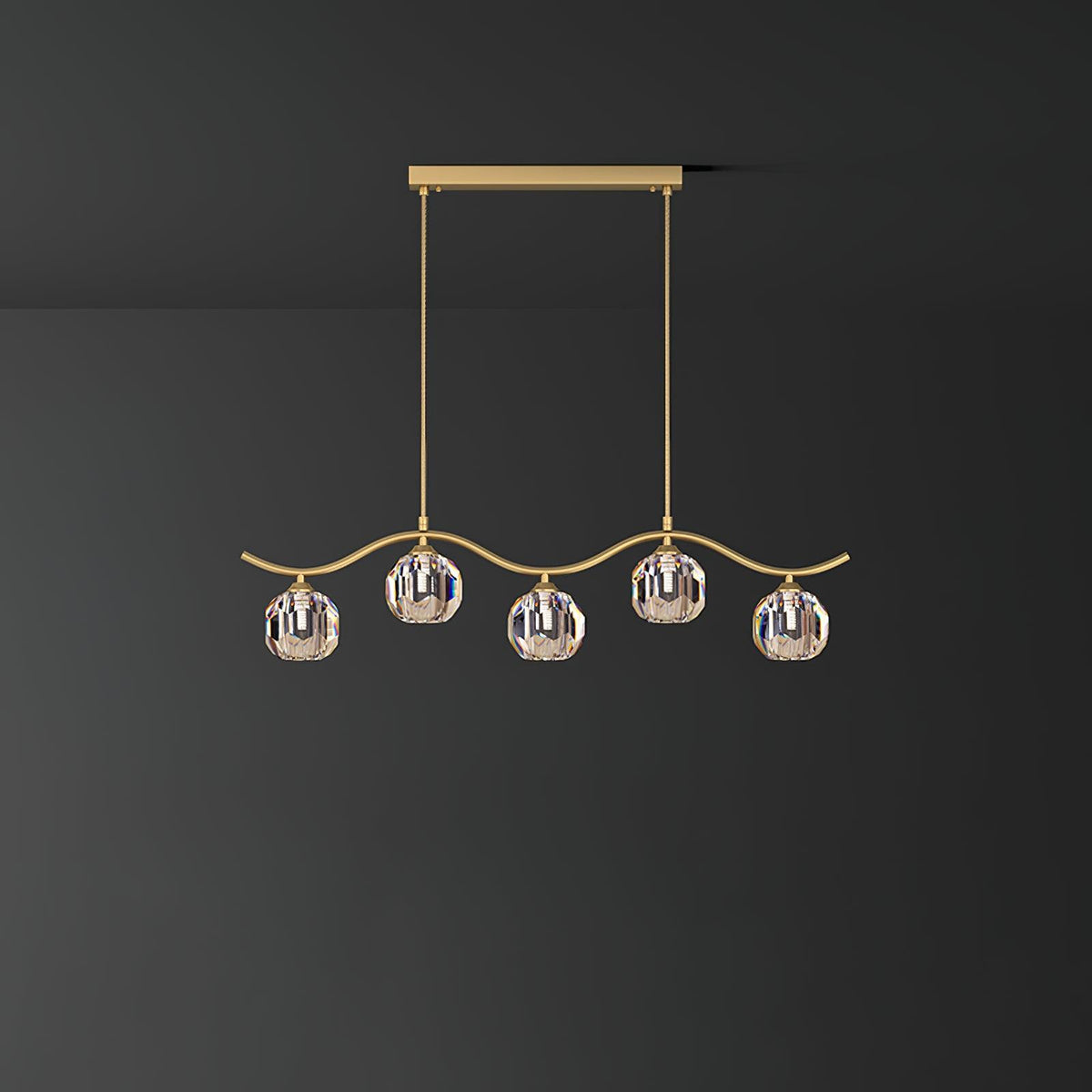 Luxenora Kroonluchter koper en Kristal Geometrisch