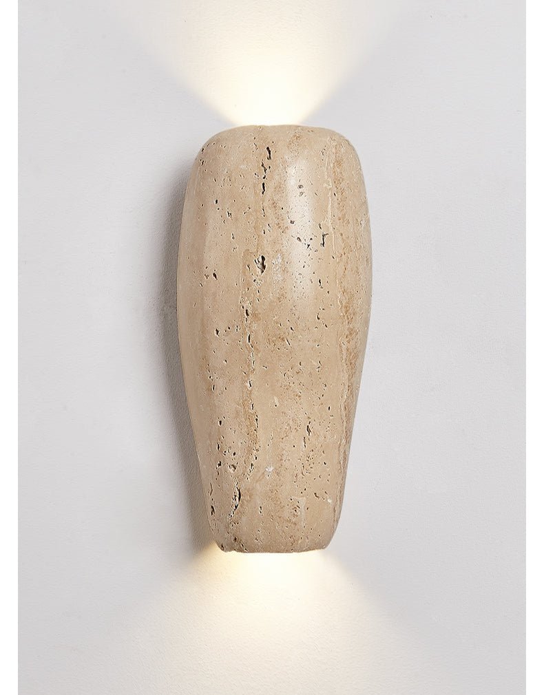Haldenra wandlamp met aardse stenen afwerking