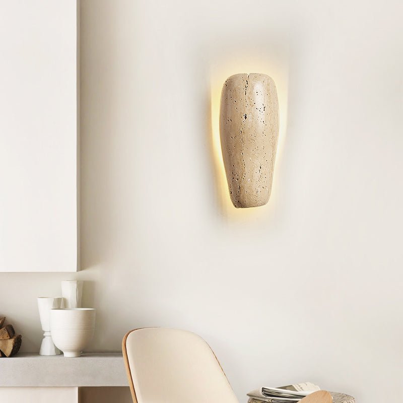 Haldenra wandlamp met aardse stenen afwerking