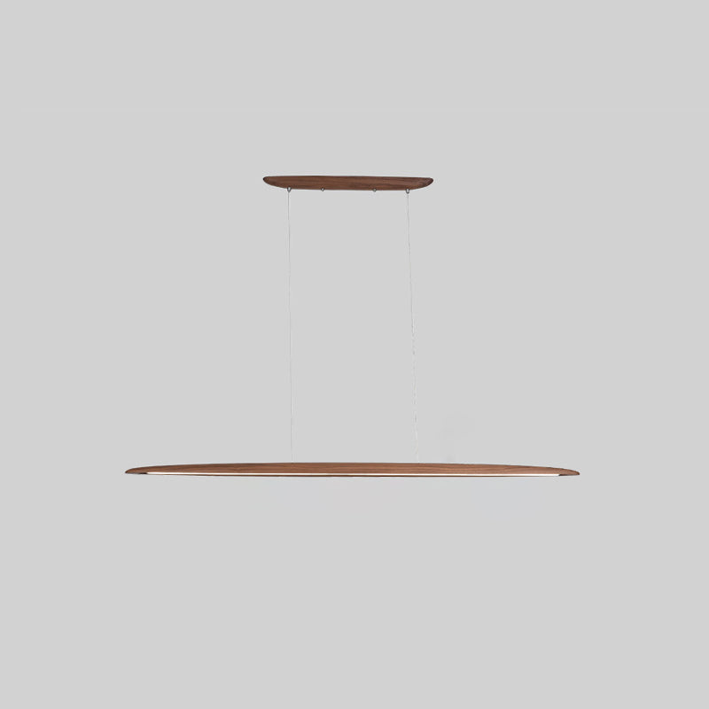 Zing lineaire hanglamp in walnootkleur met warm licht