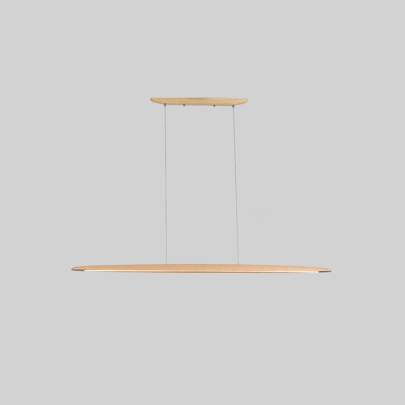 Zing lineaire hanglamp in walnootkleur met warm licht