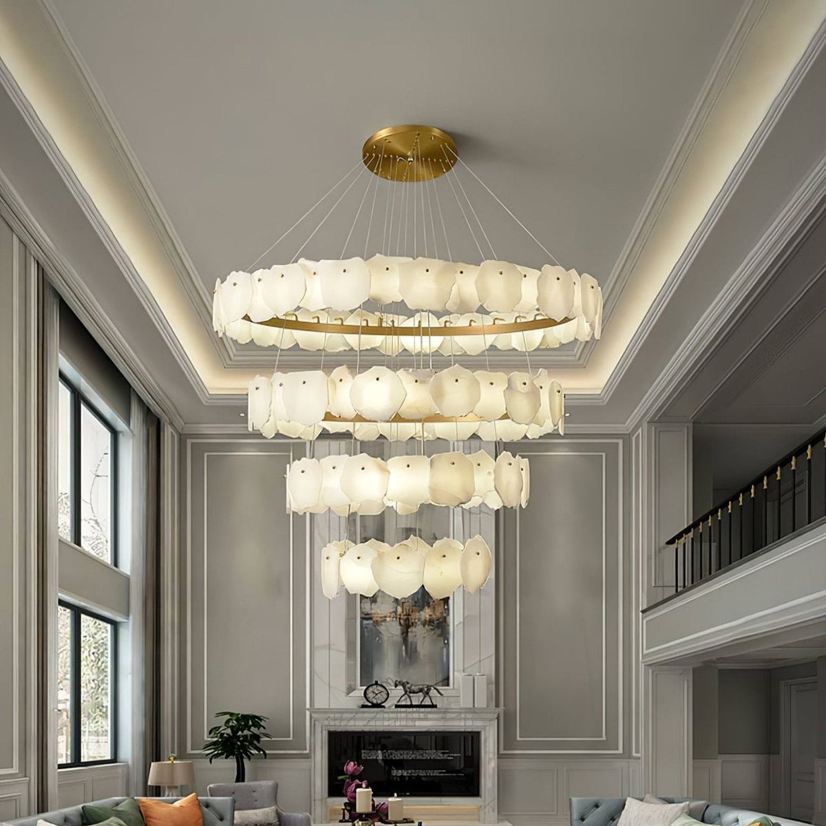 Albeine luxe albasten kroonluchter