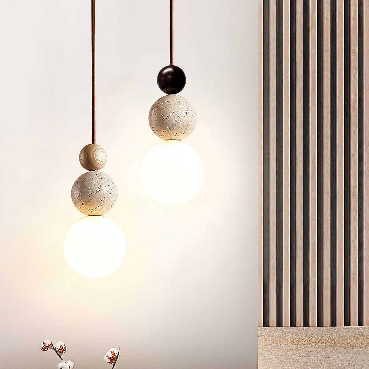 Bit Sfeer-cluster hanglamp van geel travertin