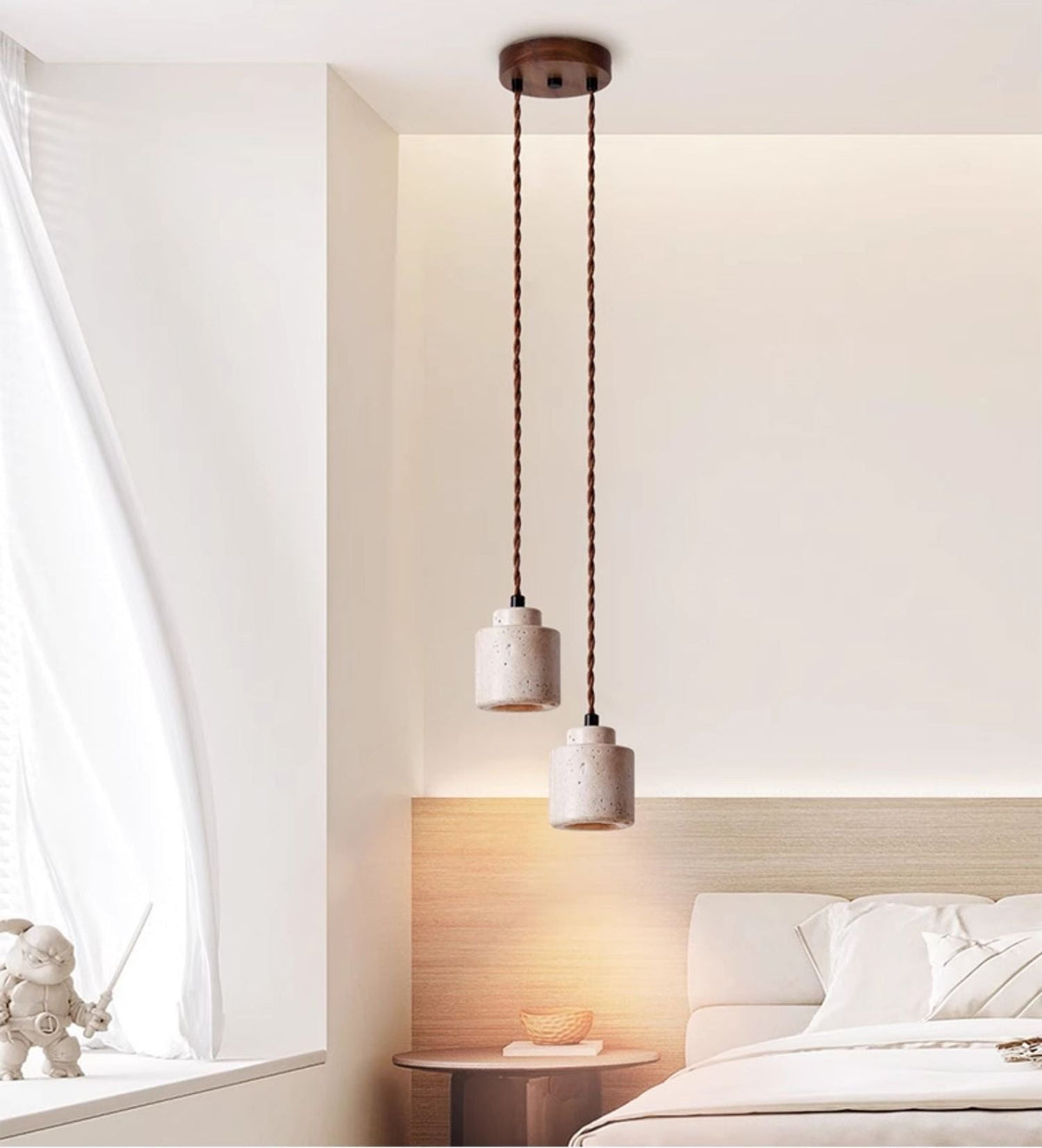 Elemental hanglamp van geel travertin