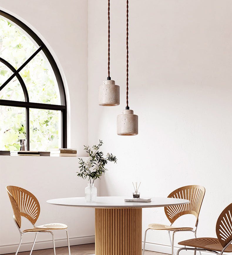 Elemental hanglamp van geel travertin