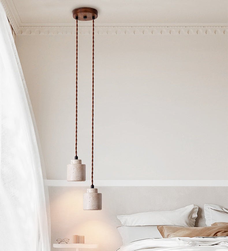 Elemental hanglamp van geel travertin