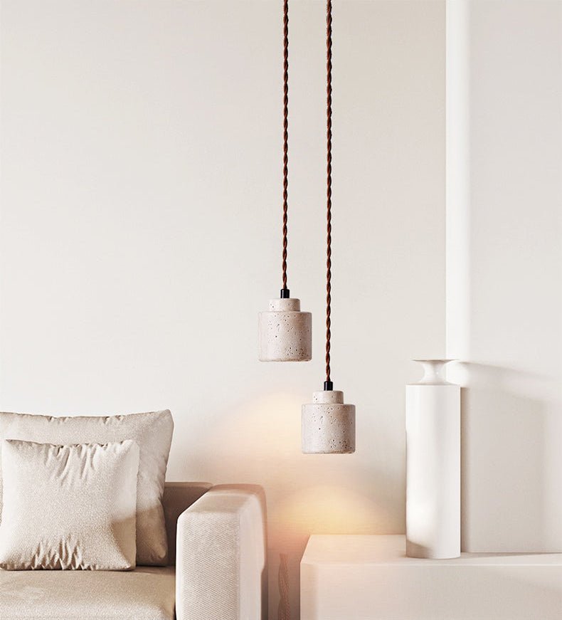 Elemental hanglamp van geel travertin