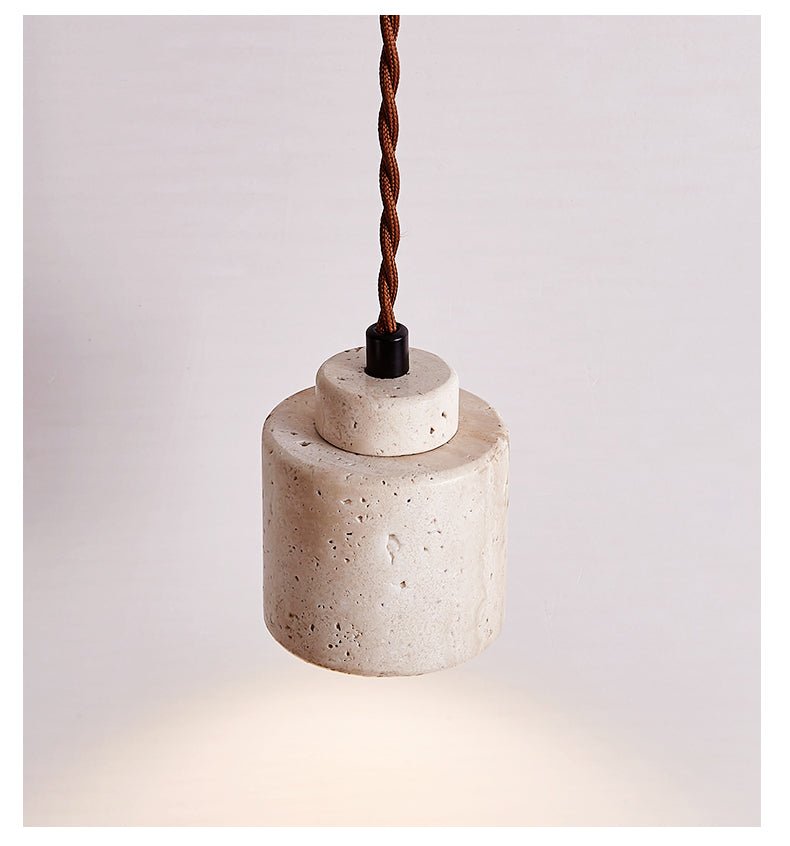 Elemental hanglamp van geel travertin
