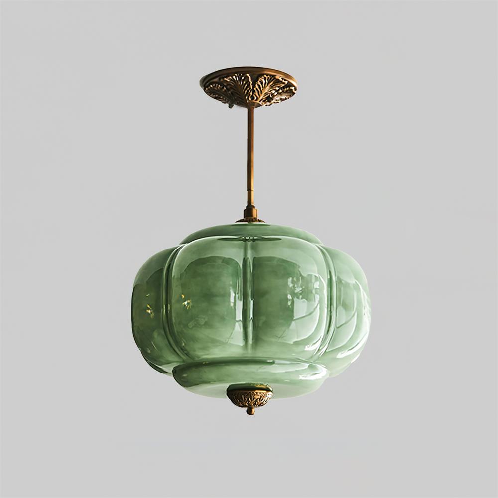Eldio Groen glas Semi Vlakke plafondlamp