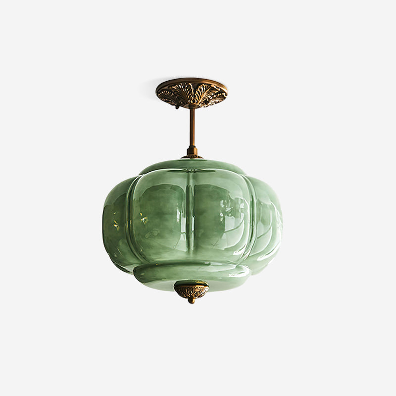Eldio Groen glas Semi Vlakke plafondlamp