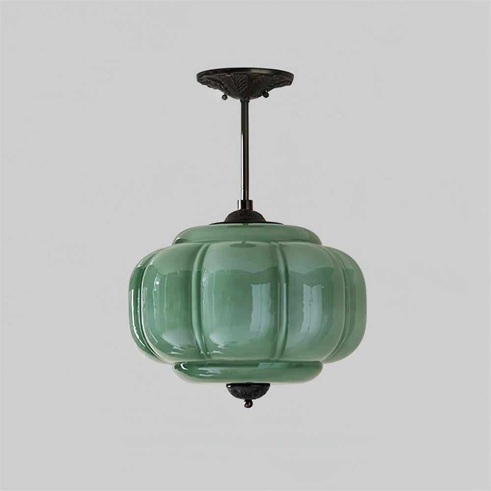 Eldio Groen glas Semi Vlakke plafondlamp
