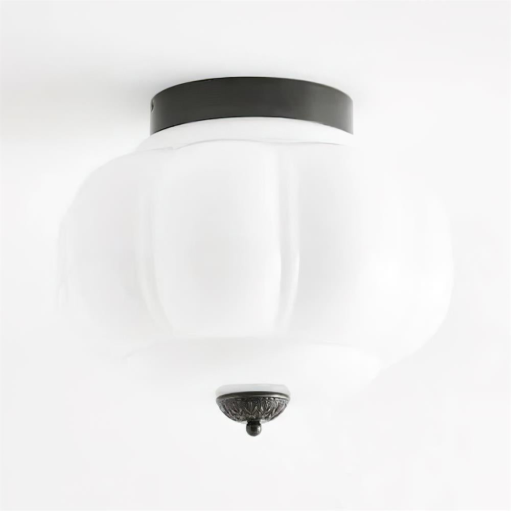 Selviro plafondlamp groen glas messing klassiek