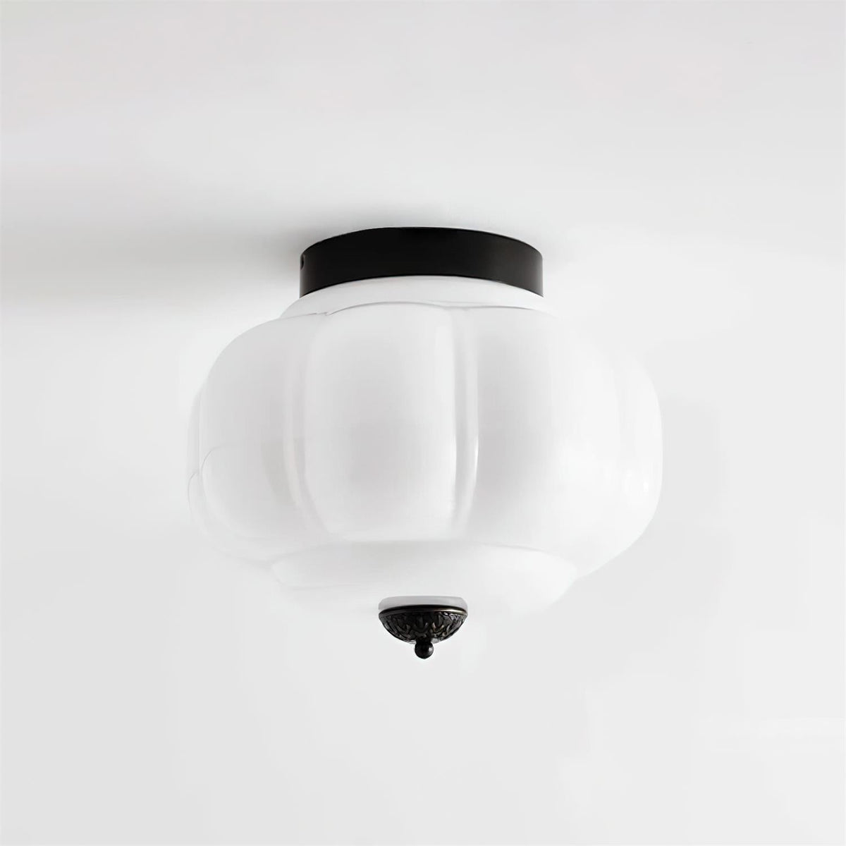 Selviro plafondlamp groen glas messing klassiek
