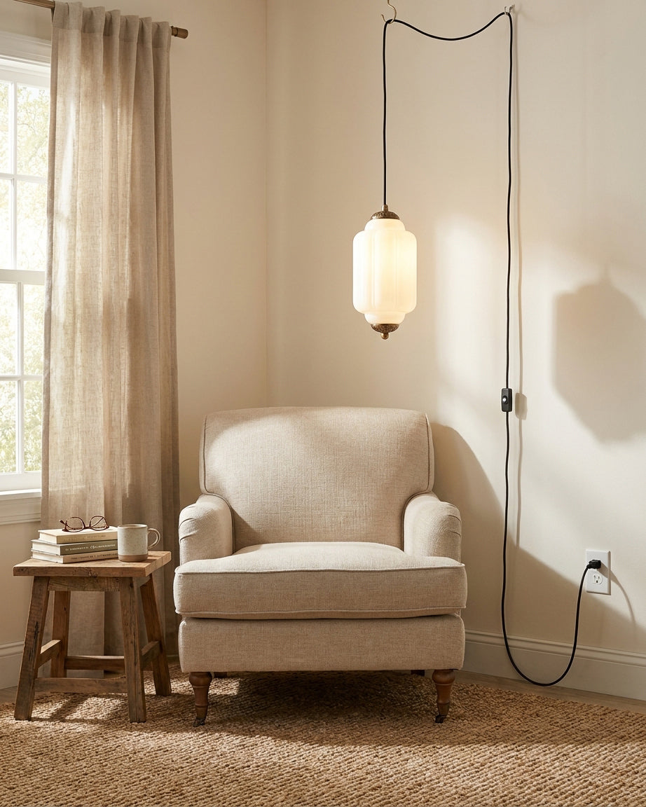 Veleaine hanglamp van glas met stekker