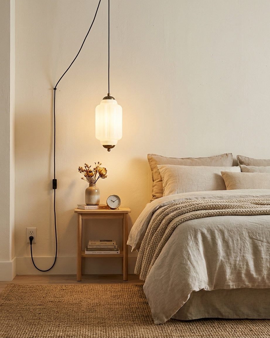 Veleaine hanglamp van glas met stekker