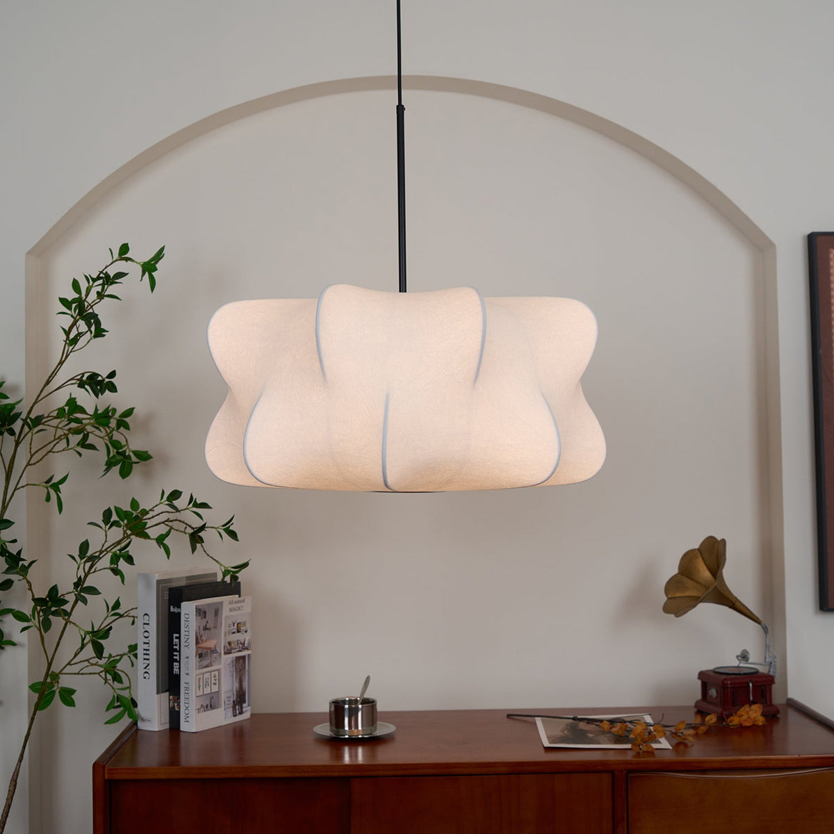 Bibi hanglamp met decoratieve zijden kap