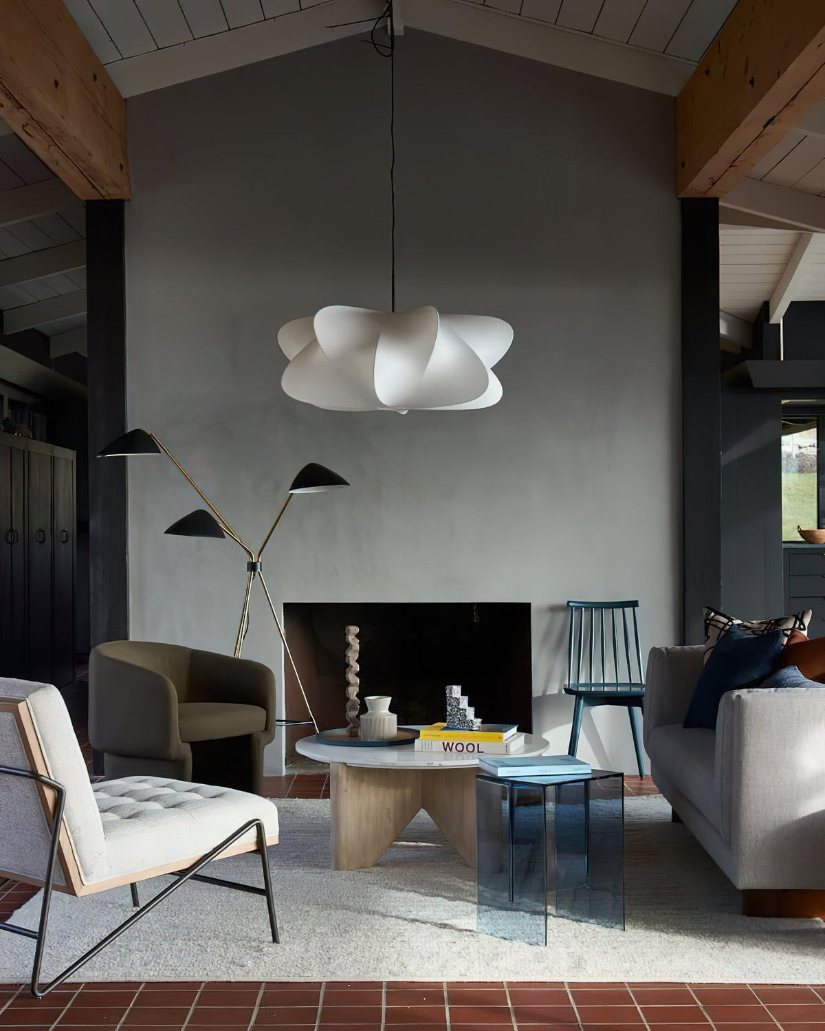 Bibi hanglamp met decoratieve zijden kap