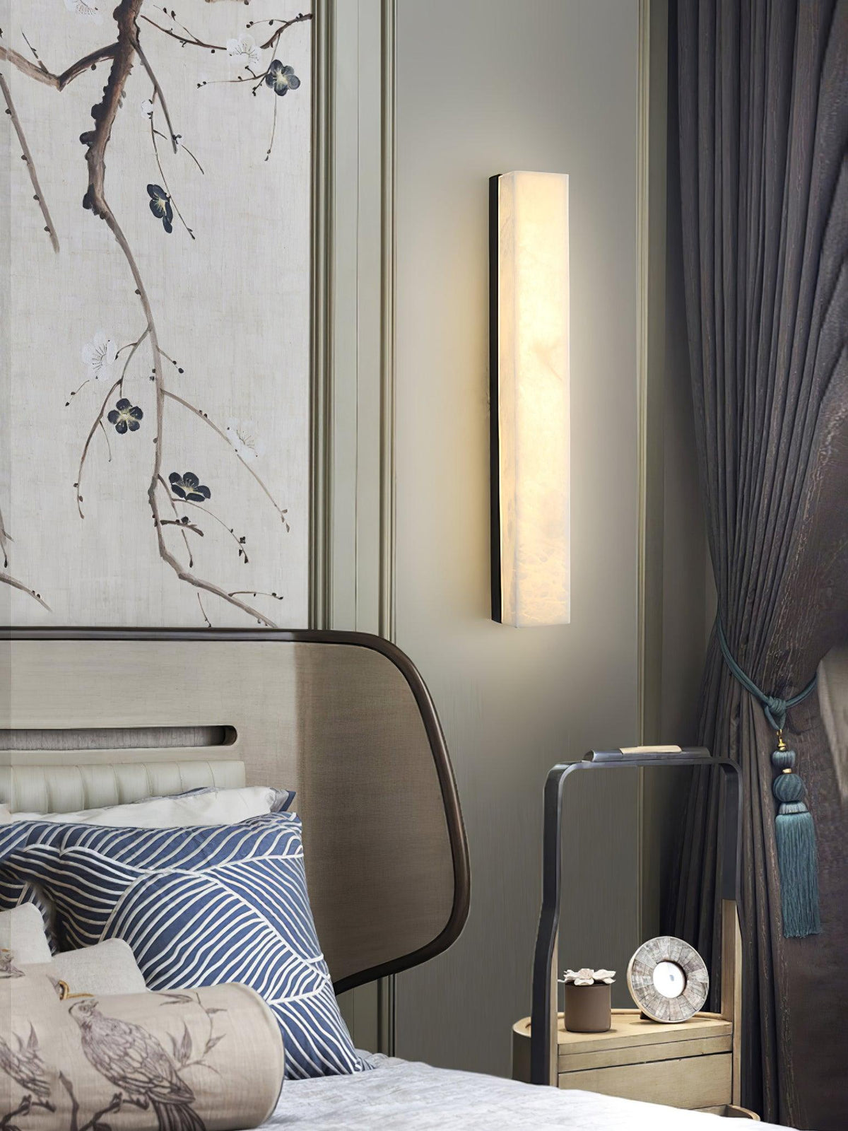 Nivivette Pillar albasten wandlamp