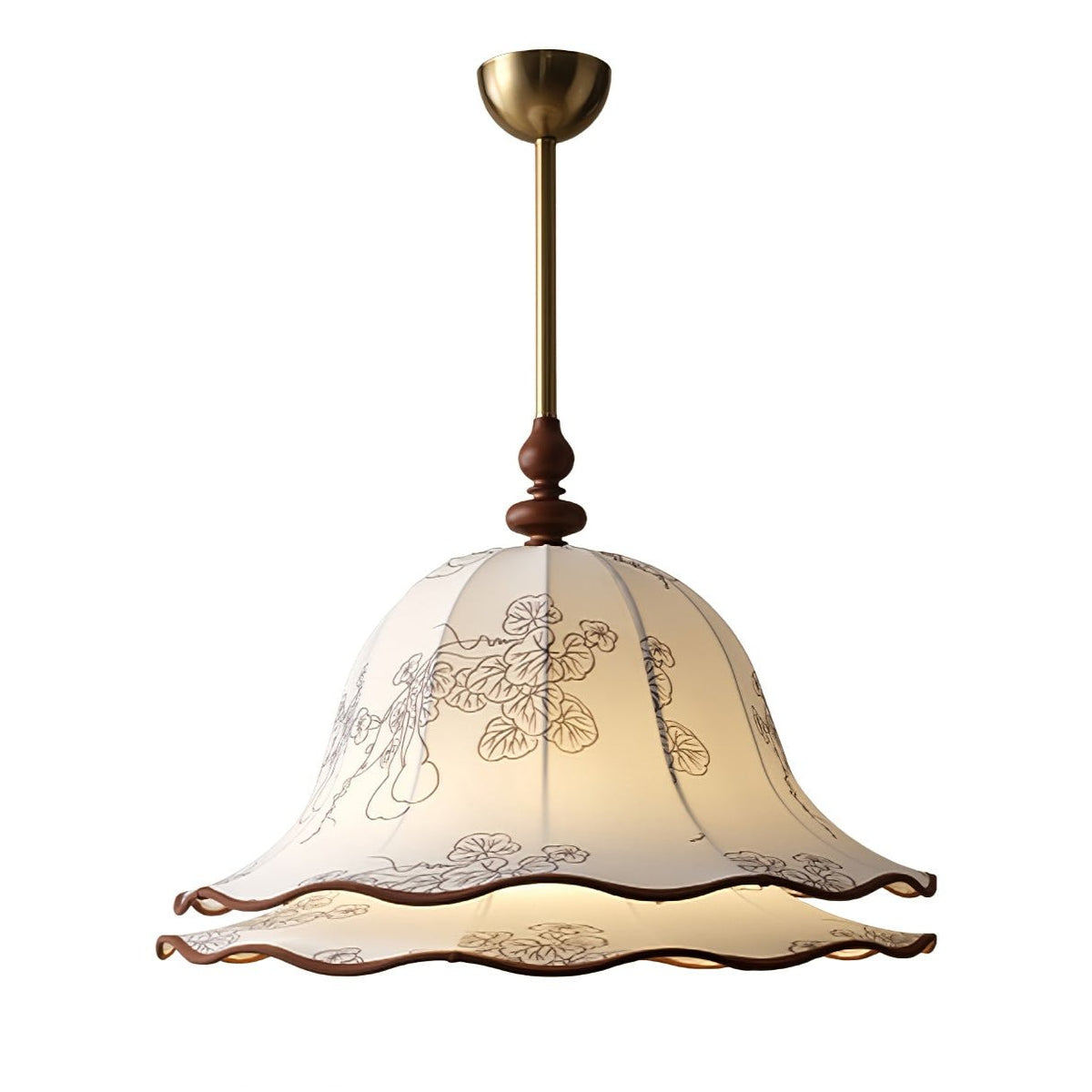 Ilsilis Traditionele Elegantie Bloemmotief Stoffen Hout hanglamp