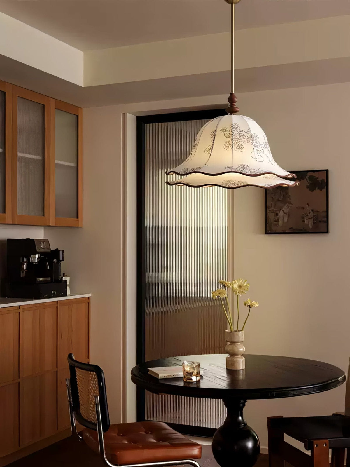 Ilsilis Traditionele Elegantie Bloemmotief Stoffen Hout hanglamp