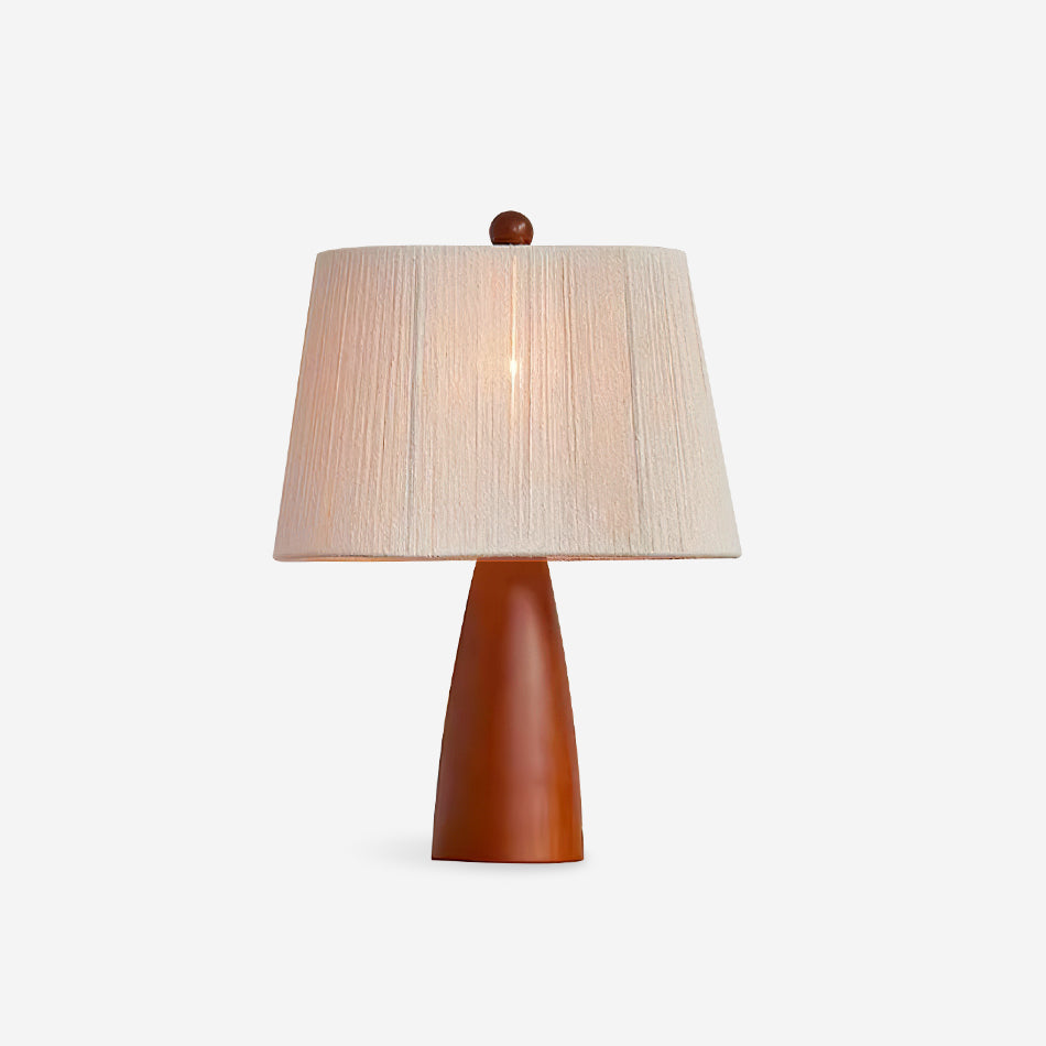 Renoina tafellamp met walnotkleur en beige henneprope kap