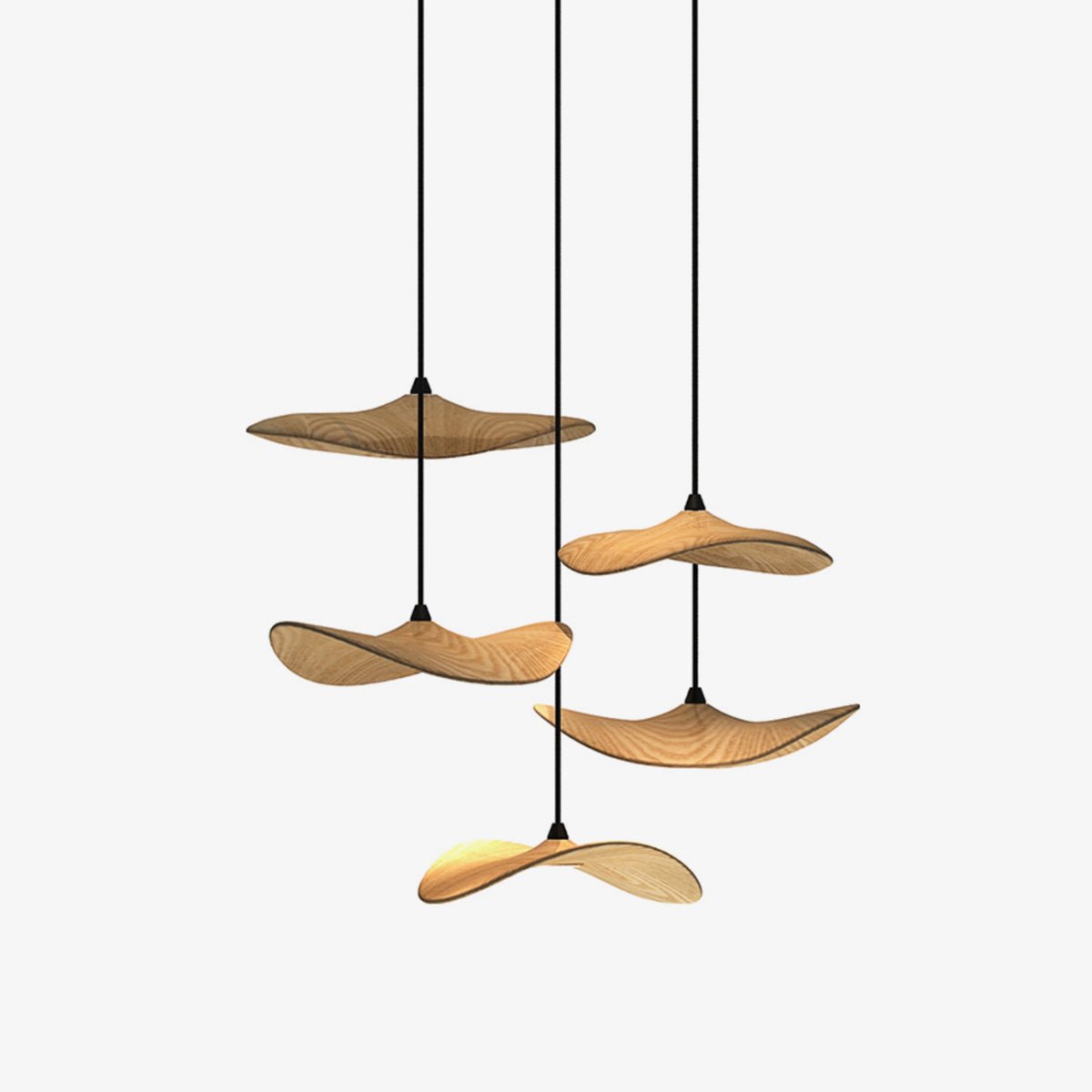 Abbott Moderne minimalistische kroonluchter met leeg houten bloemblaad